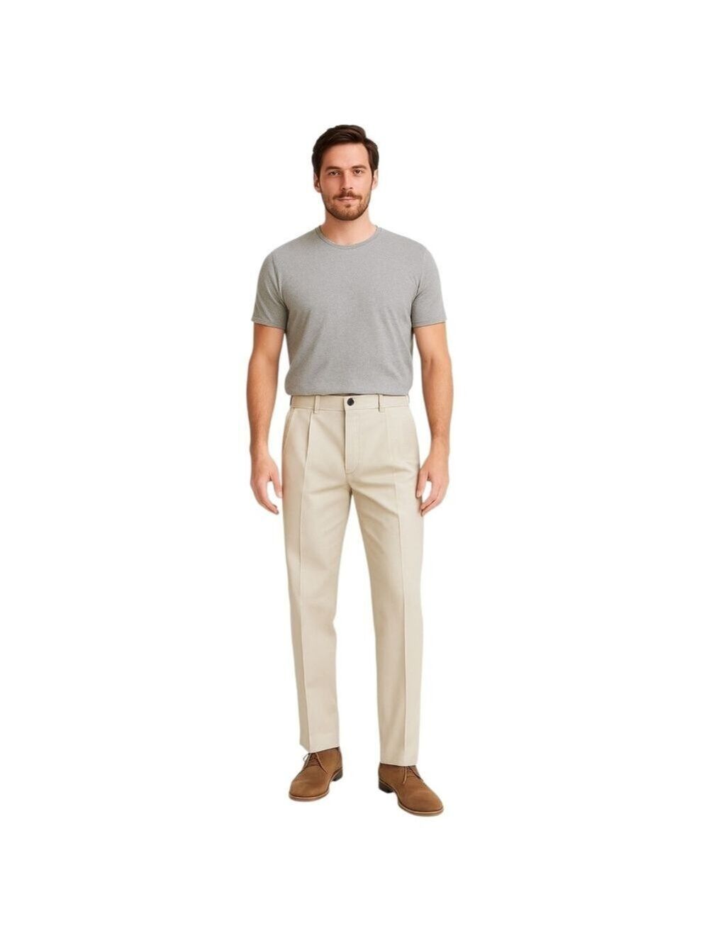 𝅺levi Strauss Tan Pleated Classic Fit Straight Leg Khakis Chinos Size 34 x 34